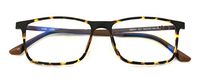 TR90 With Flexible Titanium B Temple Rectangle Reading Glasses - Blue AR Coating - Reduce fatigue, strain, dry eye from computer usage. (Matte Leopard, 1.75)