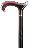 Ladies Cane Black/Burgundy Striped, Burgundy Handle  -Affordable Gift! Item #DHAR-9784000