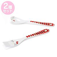Sanrio Plastic Spoon & Fork Set 17cm for Kids Children Picnic Party - Hello Kitty Red Checkered - Japan Import 808539 809772