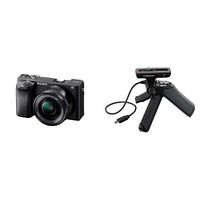 Sony Alpha a6400 Mirrorless Camera: ILCE-6400L/B and Grip and Tripod for Camcorders