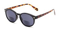 Readers.com Reading Sunglasses: The Drama Bifocal Reading Sunglasses Plastic Round Style for Men and Women - Black/Tortoise with Smoke, 1.25