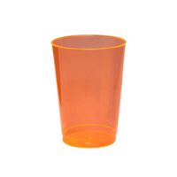 Party Essentials Hard Plastic 10-Ounce Party Cups and Tall Tumblers, Neon Orange, 25-Count