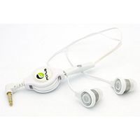 White In-Ear Retractable Stereo Headset with Mic for iPhone 6 6S, Plus, 5S 5C 5 4S - Samsung Galaxy S6, S6 Edge, S5, S4, S3, S2, Mini, Active - Galaxy Note 5 4 3 2 Edge - LG G2 G3 G4 V10
