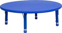 Emma + Oliver 45" Round Blue Plastic Height Adjustable Activity Table
