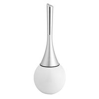 Zerone Bathroom Toilet Bowl Brush, Scrub Cleaning Brush Toilet Brush Compact Bowl Cleaning Brushes and Holder with Stainless Steel Base for Bathroom Storage(White Base)
