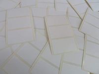 Pack of 69, 43x25 (1.7 x 1 inch) Rectangular, White Plastic Labels, Permanent Adhesive Rectangles, Sticky Durable Poly Waterproof Stickers