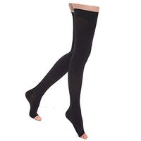 Starmace Thigh 20-30 mmHg Graduated Medical Compression Grade Circulation High Leg Swelling with Silicone Band Open Toe Socks (Black, 2XL)