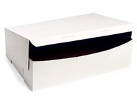 Pack Of 5, 14 X 10 X 4" White Bakery Boxes 1-Piece Lock Corner Box Perfect Size For 1/4 Sheet Cake Made In USA