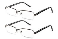 Half Rimmed Rectangular 2 Gunmetal Reading Glasses +1.25 Set