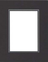 22x28 Double Acid Free White Core Picture Mats Cut for 18x24 Pictures in Black and Slate Grey