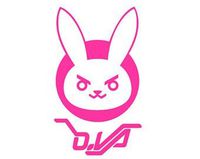 Overwatch D.VA BUNNY Logo- Vinyl 4" tall (Color: HOT PINK) decal laptop tablet skateboard car windows stickers