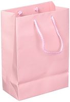 10 pcs Medium Matte Pink Shopping Paper Gift Sales Tote Bags with Blank Message Tag 4.75" x 2.5" x 6.75"