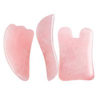 Lurrose Lurrose 3pcs Natural Pink Rose Quartz Massage Scrapping Board Face and Body Massager Piece Skin Care tools
