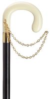 Ladies Small Crook Cane Black Maple Shaft, Ivory Handle  -Affordable Gift! Item #HAR-9130838