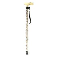Crutches Old Man Walking Stick Aluminum Cane Wooden Handle Cane Telescopic Sliding Single Cane Adjustable Flower (Color : Yellow, Size : 68.5cm)