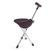 Folding Cane Seat 150kg Capacity Thick Aluminum Alloy Cane Stool Crutch Chair Seat 3 Legs Cane Seats Highly Adjustable Walking Stick Tall Unisex for Elderly Brown