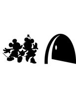 Mickey and Minnie Mouse House Hole Vinyl Wall Decal Wall Skirting Door Laptop Car Bumper Truck Window (8" x 3.4", Black)