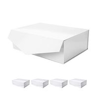 PACKHOME 5 Gift Boxes 14x9.5x4.5 Inches, Large Gift Boxes with Lids, Bridesmaid Proposal Boxes, Sturdy Storage Boxes, Collapsible Gift Boxes with Magnetic Closure (Glossy White)