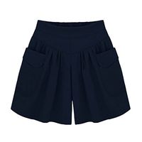 Meikosks Womens Summer Loose Hot Pants Plus Size Shorts with Pockets Lady Casual Bottoms Pants Navy