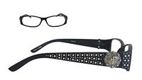 Montana West Reading Glasses Womens Readers Bling Bling Rhinestones Antique Silver Cross Concho Black Frame +2.50