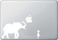 Yadda-Yadda Design Co. Pet Elephant - Girl Walking Elephant - Vinyl Decal for Laptop | MacBook | Appliances YYDC (8.5" w x 4" h) (Variations Available) (FACE Right, White)