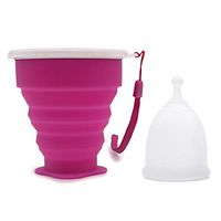 Leryeu Large Capacity Menstrual Cup with Collapsible Silicone Sterilizing Cup Best for Heavy Menstrual Days (Small,White)