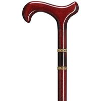 Classic Derby Cane with Inlaid Bands Handles Color: Burgundy