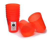 Rolling Sands 16 Ounce Reusable Plastic Stadium Cups Translucent Orange, 8 Pack, Made in USA, BPA-Free Dishwasher Safe Plastic Tumblers