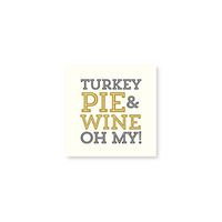 C.R. Gibson 3-Ply Beverage Napkins Pack of 20, Thanksgiving Turkey, Pie, Wine Oh My!