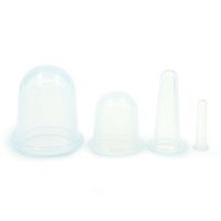4pcs Silicone Cupping Cups, Family Body Massage Helper Anti Cellulite Vacuum,Include 1 x Medium Body Cup, 1 x Large Body Cup, 1 x Mini Eye Cup, 1 x Small Face Cup (Transparent)