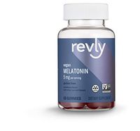 Amazon Brand - Revly Melatonin 5 mg, Strawberry Flavor, Helps with occasional sleeplessness, 60 Gummies (2 per Serving), Vegan, Non-GMO