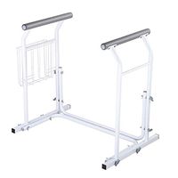 Instahibit Stand Alone Toilet Rail Medical Bathroom Safety Frame Assist Bar Padded Handrails with Rack Elderly Handicap