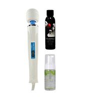 Authentic Original Hitachi Magic Wand - Bundle with Earthly Body Edible Massage Oil 2oz and Toy Cleaner (3 Items) (Strawberry & Foam Toy Cleaner)