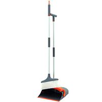Dust Pan And Broom Dustpan Cleans Broom Combo Cleaning Brushes Metal Material Hanging Tooth Design Save Space Convenient Storage Sweep The Floor (color : Gray+orange)
