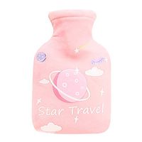Hot Water Bottle with Cover, Mini Portable Cartoon Planet Winter Hand Warmer Student Hot Water Bottle Bag Pink