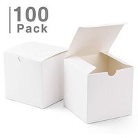 GSSUSA Small Gift Boxes 100Pack 4x4x4" White Kraft Gift Boxes with Lids for Gifts, Crafting, Cupcake Boxes