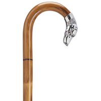 Men Dog Head Cane Natural Manilla Shaft Alpacca Handle  -Affordable Gift! Item #DHAR-9011000