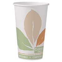 SOLO Cup Company Bare PLA Hot Cups, White w/Leaf Design, 16 oz - Includes 1,000 cups.