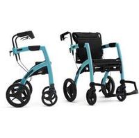 Rollz Motion 2-in-1 rollator and Transport Chair (Island Blue, Small)