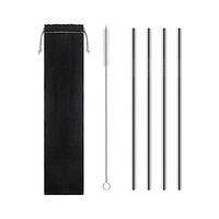 DIGITBLUE Stainless Steel Straws Set of 4 with Clean Brushes for 20 30 Oz Yeti Tumbler Starbucks, FDA Approved Extra Long Metal Drinking Straws, Primary Metal Color(10.5"set of 4)