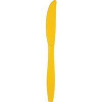 Club Pack of 288 School Bus Yellow Premium Heavy-Duty Plastic Party Knives
