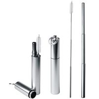 Pengxiaomei Stainless Steel Drinking Straw, Portable Metal Straw Drinking Reusable Telescopic Straws with Cleaning Brush for Home, Office and Travel