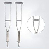 Sisyria Durable Underarm Walking Crutches with Comfort Handgrips Soft Axilla Support Non-Slip Tips, 9 Gears Adjustable 115-135cm Walking Sticks