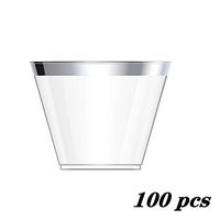 Hasde Home and Living Disposable Gold Rim Plastic Wine Champagne Glasses for Parties Wedding Buffets 25pcs/50pcs/100pcs