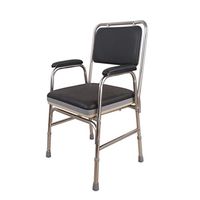 BINZHI Bedside Commode Chair, Elderly Thick Stainless Steel Moving Shower Chair, Comfortable Cushion and Backrest, Bearing Capacity 208kg, Black Bedside Toilet (Color : Black)
