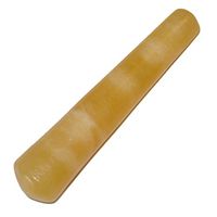 Satin Crystals Calcite Massage Golden 4.3" Premium Brilliant Yellow Tapered Crystal Body Mind Spirit Healing Wand P01