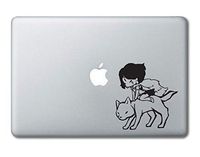 Chibi Princess Mononoke Riding Moro Studio Ghibli Printed Clear Vinyl Decal Sticker Compatible with Apple MacBook Pro Air 11" 12" 13" 15" All Years Laptop Trackpad Keyboard (11", 12" Macbook)