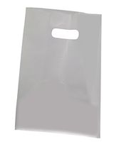JS Die Cut Clear Frosted Plastic Shopping Gift Bags (500, Large)