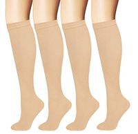 MojaSports Compression Socks - BEST Graduated Athletic & Medical Use for Men & Women, for Running, Flight, Travel, Nurses - Boost Performance, Blood Circulation & Recovery (Beige, Lg/XL, 2Pr)