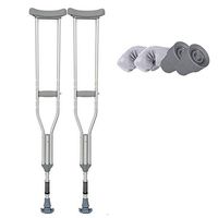 Underarm Crutches with A Pair Soft Crutch Pads, Adjustable Height Aluminum Alloy Body with Spring Shock Absorbers, Suitable for Elderly Disabled People with Limited Mobility,XL